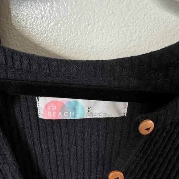 Free people beach knit oversized Henley tunic longline sweater top boho hippie - Picture 3 of 4